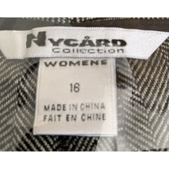 Nygard Collection Dress Slacks Womens 16 Herringbone Tweed Gray Wide Leg Pleated - Picture 7 of 11